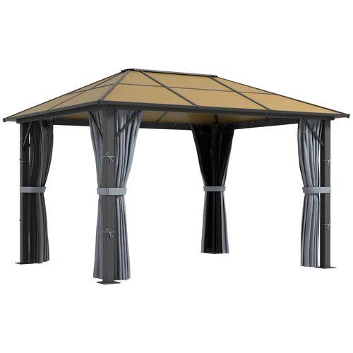 Outsunny Outsunny 3 x 3.6m Hardtop Gazebo with Aluminium Frame and Curtains - Gazebos