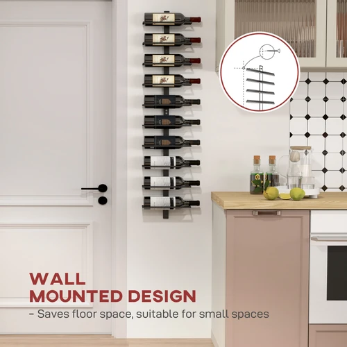 HOMCOM HOMCOM Wall Mount Wine Rack for 10 Bottles with Space-Saving Design for Wine Enthusiasts - Wine Rack