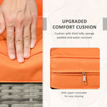 3 PCs PE Rattan Garden Sofa Set w/ 2 Chairs & Storage Table Orange - Home Symphony