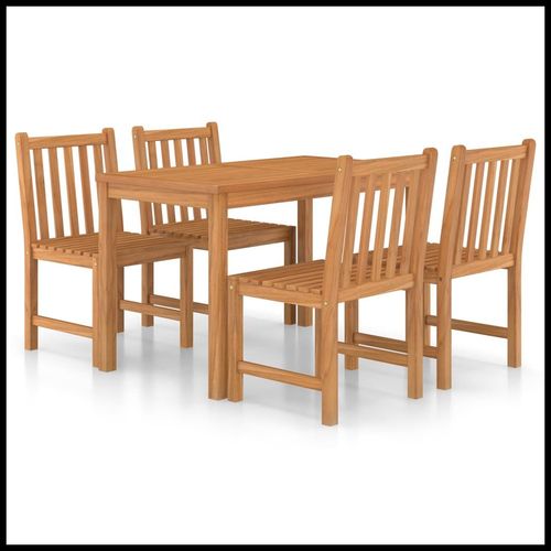 Quality Teak Garden Dining Set 5 Piece Durable Outdoor Patio - vidaXL - Home Symphony