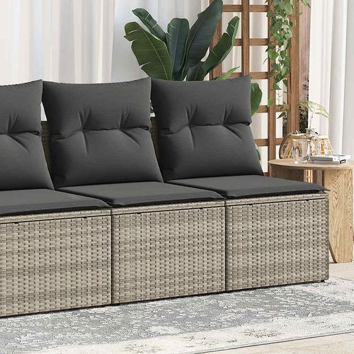 vidaXL 4 Piece Garden Sofa Set with Cushions Light Grey Poly Rattan Acacia - Home Symphony