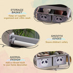 AIYAPLAY Kids Easel with Paper Roll, Blackboard, Whiteboard, Storage, Grey - Home Symphony