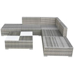 6 Piece Garden Lounge Set with Cushions Poly Rattan Grey - Home Symphony