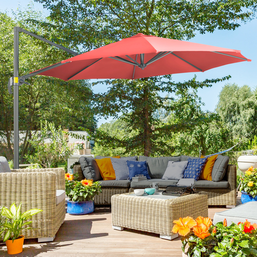 Outsunny 3 x 3 Meter Cantilever Parasol with Adjustable Canopy and Air Vent for Outdoor Patio Enjoyment - Home Symphony