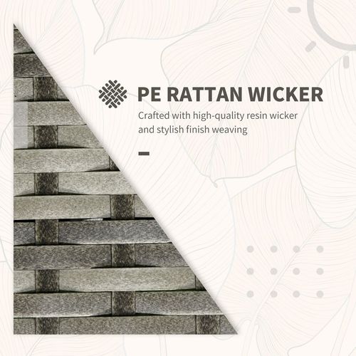 3 PCs PE Rattan Garden Sofa Set w/ 2 Chairs & Storage Table Orange - Home Symphony