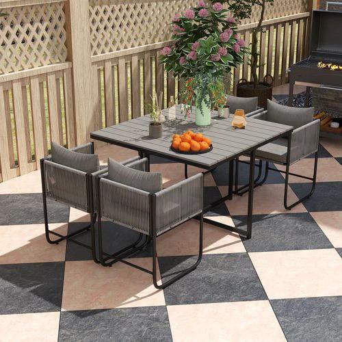 Outsunny Rattan Dining Set, Rattan Cube Dining Sets w/ Space-saving Design by Outsunny