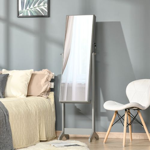 Mirrored Jewellery Cabinet Lockable Jewellery Organiser Grey - Home Symphony