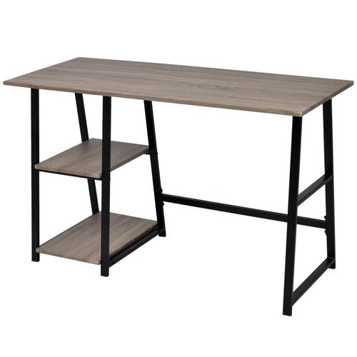Desk with 2 Shelves Grey and Oak vidaXL - Home Symphony