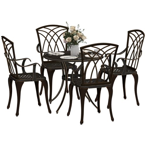 Outsunny 5 PCs Garden Dining Set, Garden Furniture Set, Bronze Tone - Home Symphony