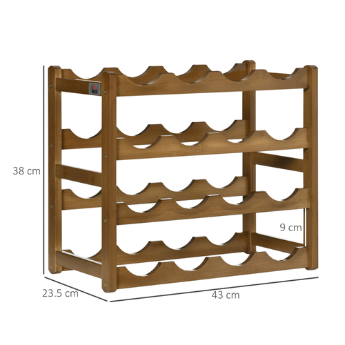 Stylishly designed Bamboo Wine Rack for 16 Bottles 43x38x23.5 cm with 4-Tier Display, perfect for wine enthusiasts.