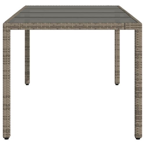 vidaXL Garden Table with Glass Top Grey 190x90x75 cm Poly Rattan - Home Symphony