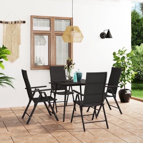 5 Piece Garden Dining Set Black - Home Symphony