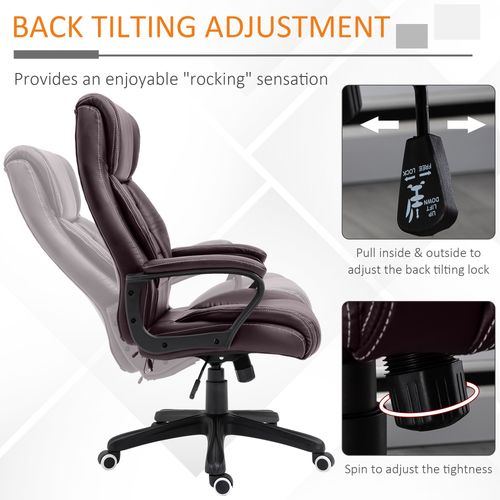High Back 6 Points Vibration Massage Executive Office Chair, Brown Vinsetto offers adjustable tilting for ultimate comfort.