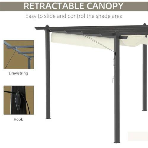 N/A Aluminium Patio Gazebo 4 x 3 M With Retractable Canopy For Outdoor Gatherings - Gazebos