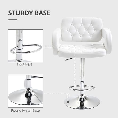 HOMCOM Adjustable Height Barstool Steel Pole PU Leather Bistro Home Kitchen - Home Symphony