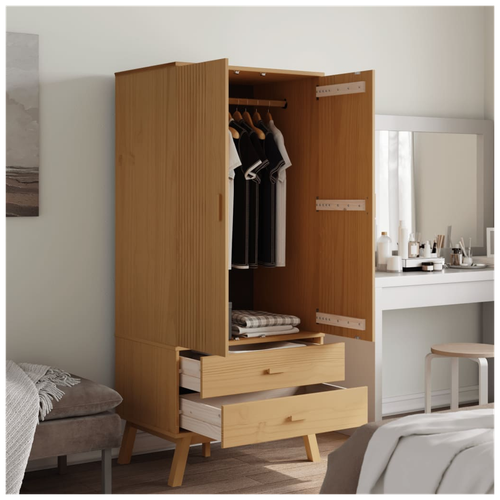 vidaXL Wardrobe OLDEN Brown 76.5x53x172 cm Solid Wood Pine - Home Symphony