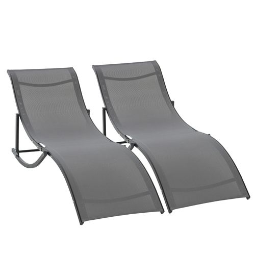 Set of 2 S-shaped Zero Gravity recliners 165x61x63cm Dark Grey - Home Symphony