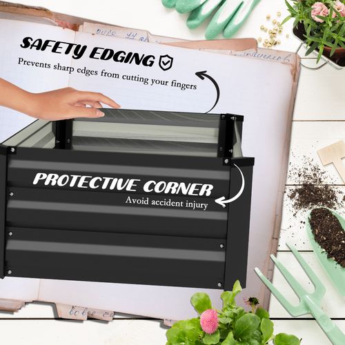 Outsunny Set of 2 Galvanised Raised Garden Bed for Flowers, Herbs and Vegetables - Home Symphony