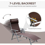 Outsunny Sun Lounger Recliner w/ Pillow Foldable 7 Levels Texteline Brown by Outsunny