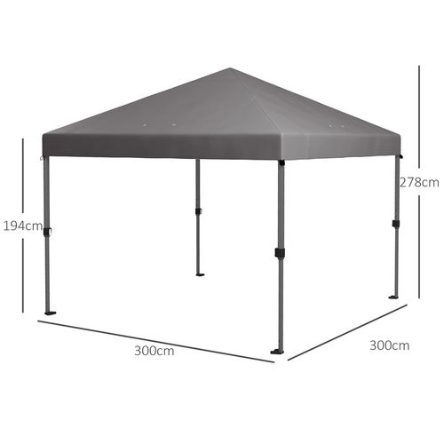 Outsunny 3 x 3(m) Pop Up Gazebo, Instant Shelter with 1-Button Push, Grey - Home Symphony