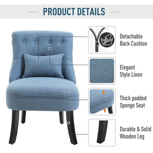 Fabric Single Sofa Dining Chair Upholstered W/ Pillow Solid Wood Leg Living Room - Home Symphony