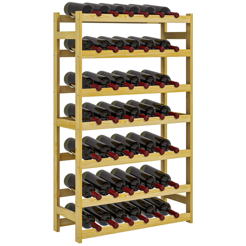 HOMCOM Free Standing Wooden Wine Rack for 42 Bottles with Anti-Tipping Straps for Wine Enthusiasts - Home Symphony