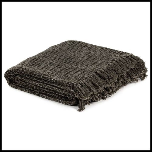 Cozy vidaXL Throw Cotton 160x210 cm Anthracite/Brown, perfect for adding warmth and style to your home decor.