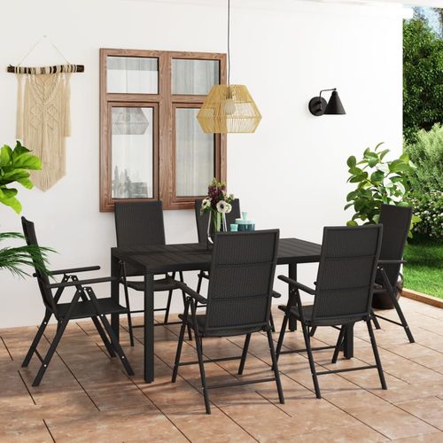 vidaXL 7 Piece Garden Dining Set with Weather-Resistant PE Rattan and Easy-Clean WPC Tabletop for Outdoor Entertaining - Home Symphony