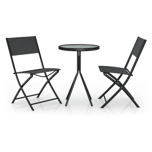 vidaXL 3 Piece Bistro Set Steel Black - Home Symphony
