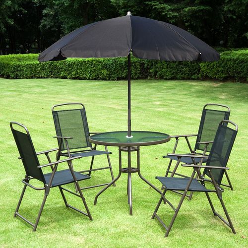 6 Pcs Bistro Set, Texteline-Black - Home Symphony