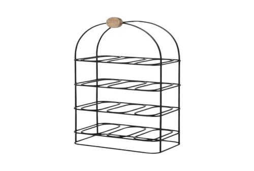 Ornate Cast Iron Wine Rack 25 Inches for 12 Bottles with Elegant Side Detail for Wine Enthusiasts - Home Symphony