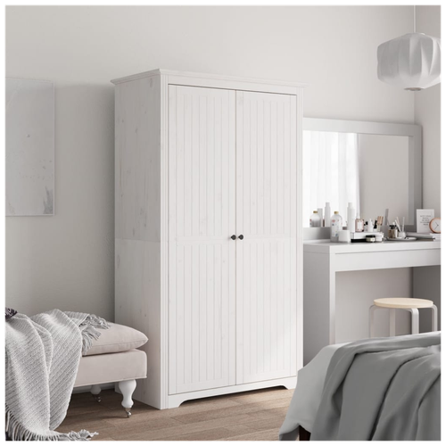 vidaXL Solid Pine Wood Wardrobe 101x52x176.5 cm French Style Spacious Storage for Bedroom - Home Symphony