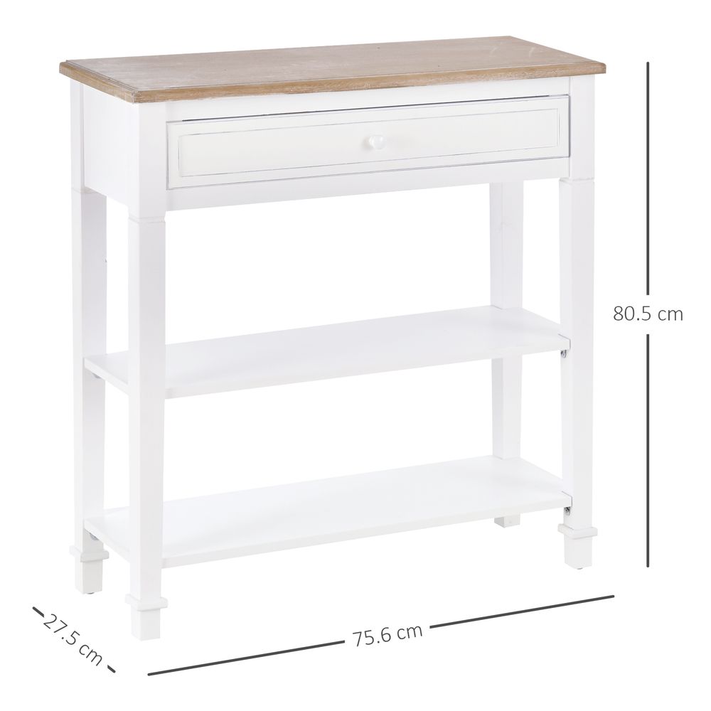 MDF Wide Drawer Console Table White - Console Table from HOMCOM