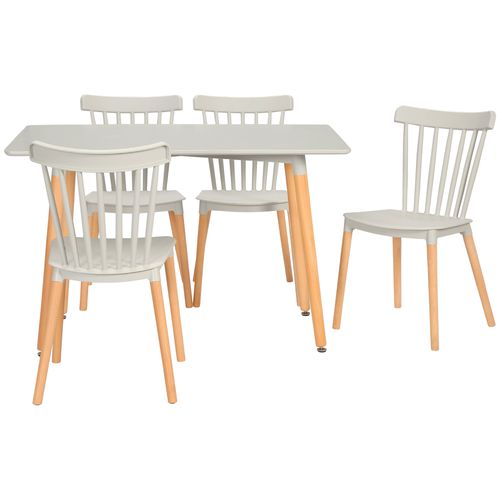 HOMCOM 5 Piece Dining Table and Chairs Set with Wood Legs for Small Spaces - Home Symphony