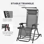 Folding Recliner Chair with Adjustable Backrest and Zero-Gravity Design for Outdoor Relaxation by Unbranded