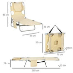Patio Foldable Sun Lounger 5 Level Adjustable Reclining Chair Beige by Outsunny