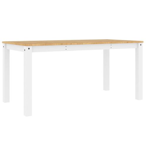 vidaXL Dining Table Panama White 160x80x75 cm Solid Wood Pine - Home Symphony