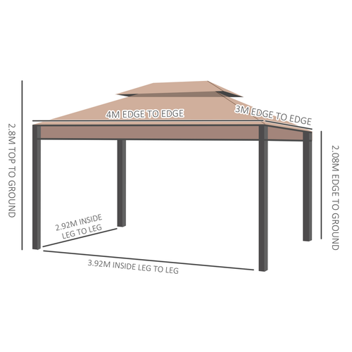 Durable Metal Gazebo Canopy 3x4m Weather-Resistant Shelter with Sidewalls for Outdoor Entertaining - Home Symphony