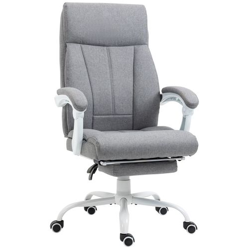 Vinsetto Fabric Office Chair for Home with Arm, Foot Rest, Wheels, Grey offers comfort with a reclining back and footrest.
