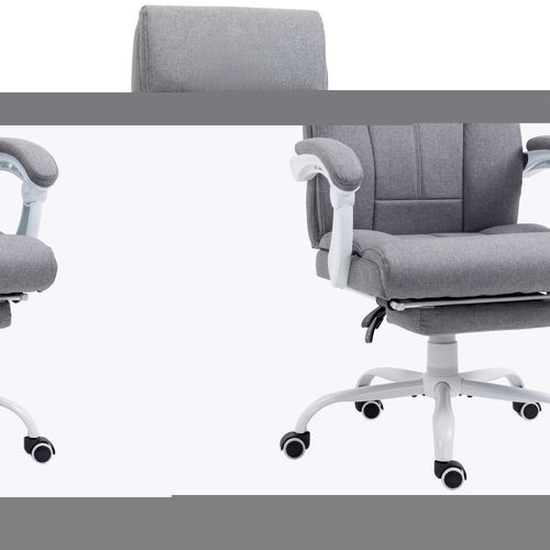 Vinsetto Fabric Office Chair for Home with Arm, Foot Rest, Wheels, Grey offers comfort and style for your workspace.