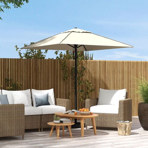 Outsunny Sun Parasol with Vent, Table Umbrella for Patio, Garden, Pool, Beige - Home Symphony