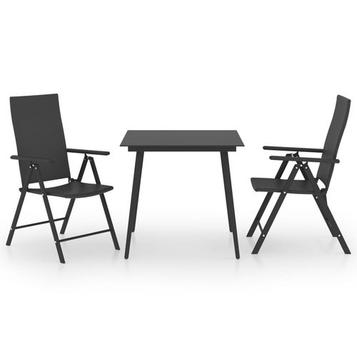 3 Piece Garden Dining Set Black - Home Symphony