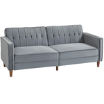 HOMCOM Convertible Sofa Bed with Adjustable Backrest and Velvet Upholstery for Small Living Spaces by HOMCOM