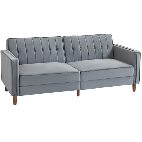 HOMCOM Convertible Sofa Bed with Adjustable Backrest and Velvet Upholstery for Small Living Spaces by HOMCOM