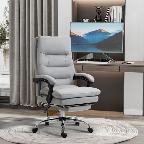 Vinsetto Microfibre Vibration Massage Office Chair with Heat, Footrest, Grey, perfect for comfort in the home office.