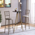 Set of 2 Bar Chairs Swivel Armless Upholstered Metal Frame Barstools - Home Symphony