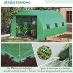 4x3x2m Tunnel Greenhouse Walk-In Hot House Roll Up Door & 6 Windows-Green by Outsunny