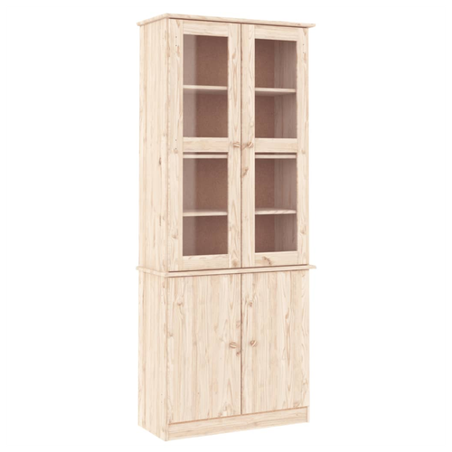 vidaXL Glass Display Cabinet ALTA 77x35x186.5 cm Solid Wood Pine - Home Symphony