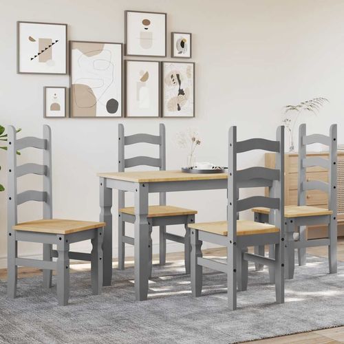 vidaXL 5 Piece Dining Set Panama Grey Solid Wood Pine - Home Symphony