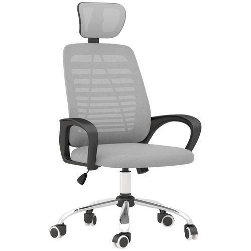 Vinsetto Mesh Office Chair, Computer Chair with Rotatable Headrest, Grey - Home Symphony